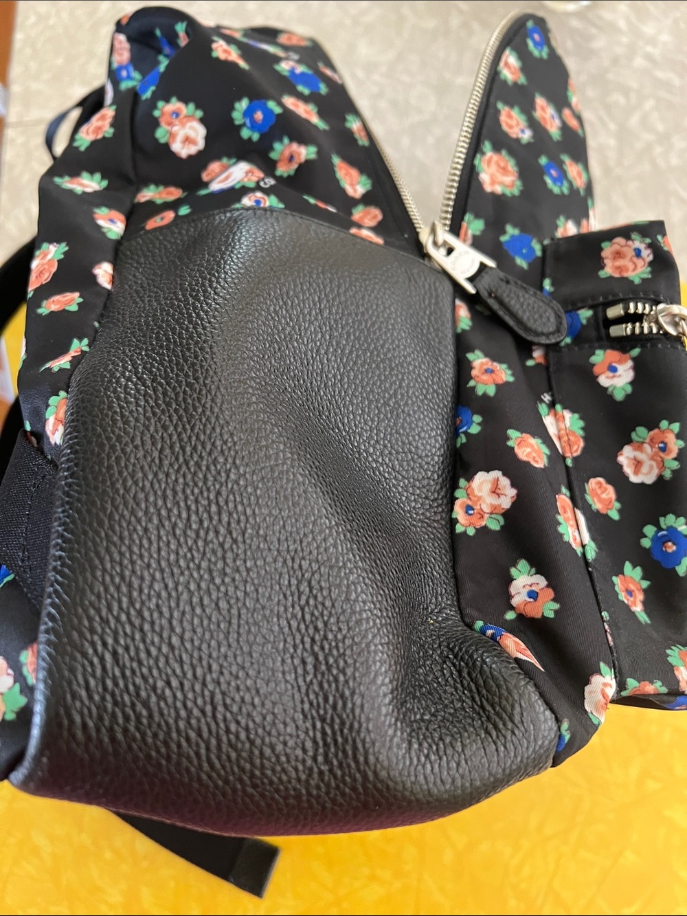 Coach Black Floral Backpack with Fox Patch and Blue Sunglasses - Picture 12 of 16